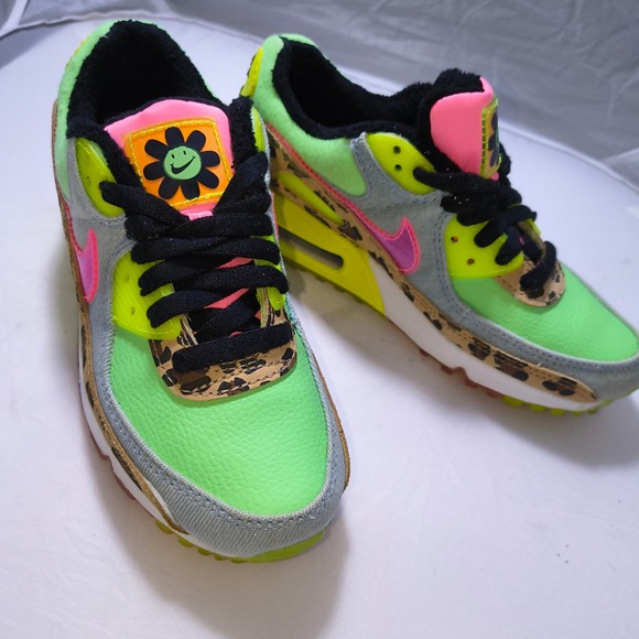 Nike Air Max 90 LX Illusion Green Leopard Print Womens CW3499-300 Size 6 - Picture 12 of 14